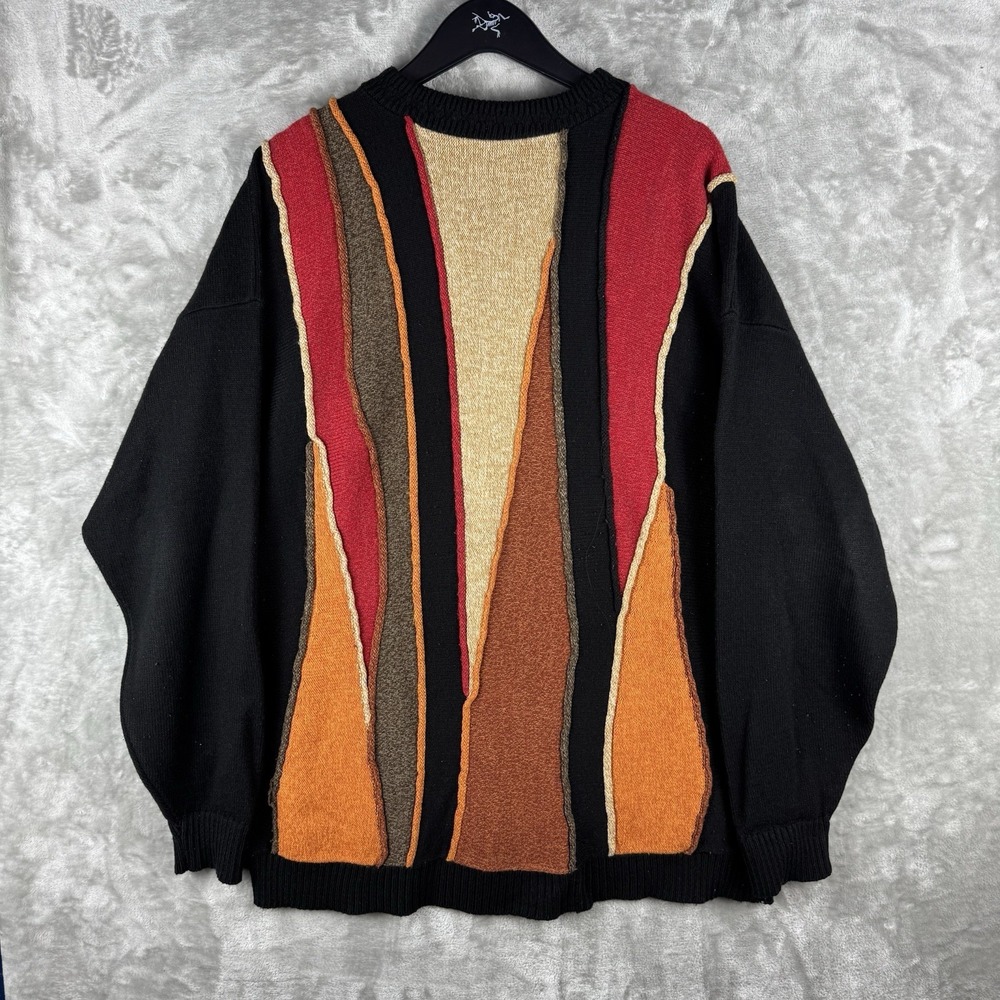 Vintage 3D Knit Protege Collection Striped Coogi Style Sweater Men XL 90s Color